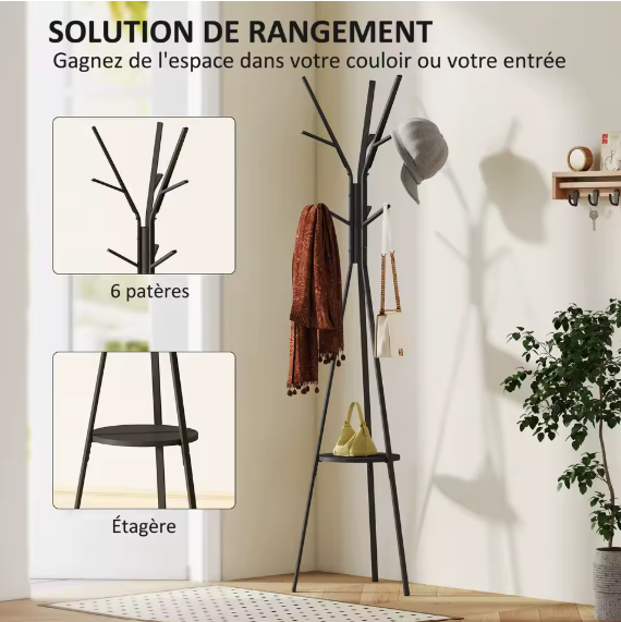 Porte-manteau sur pied design moderne — Noir