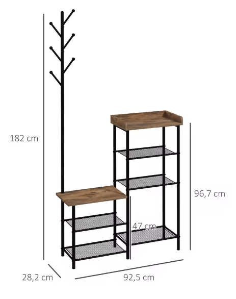 Porte-manteau avec étagères – Design industriel