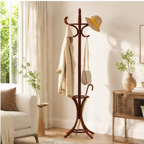 Porte-manteau perroquet en bois au style classique