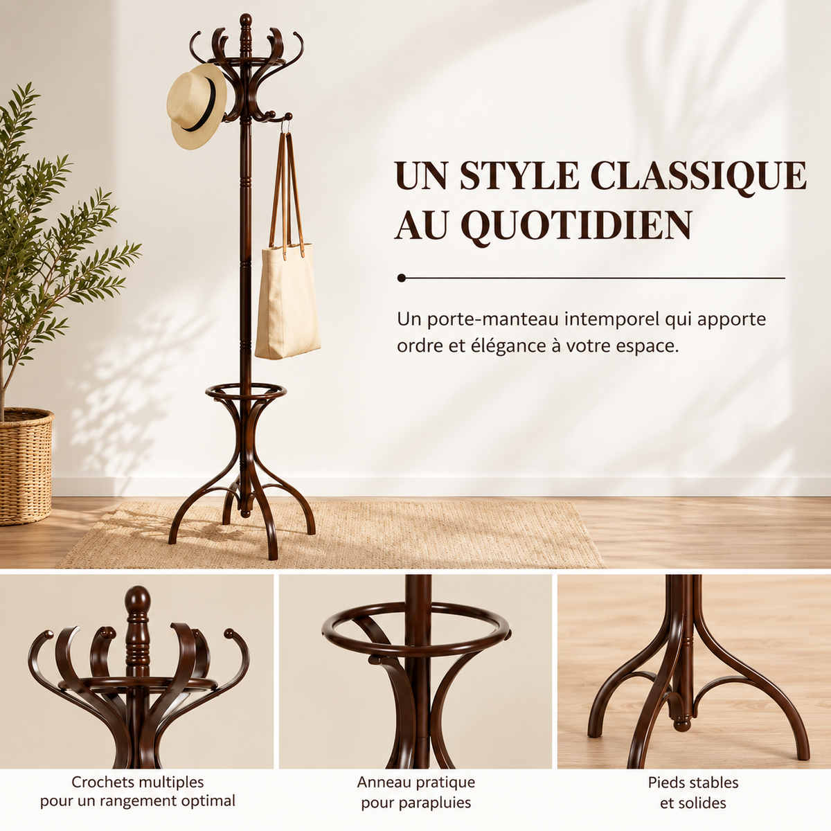 Porte-manteau perroquet en bois au design élégant