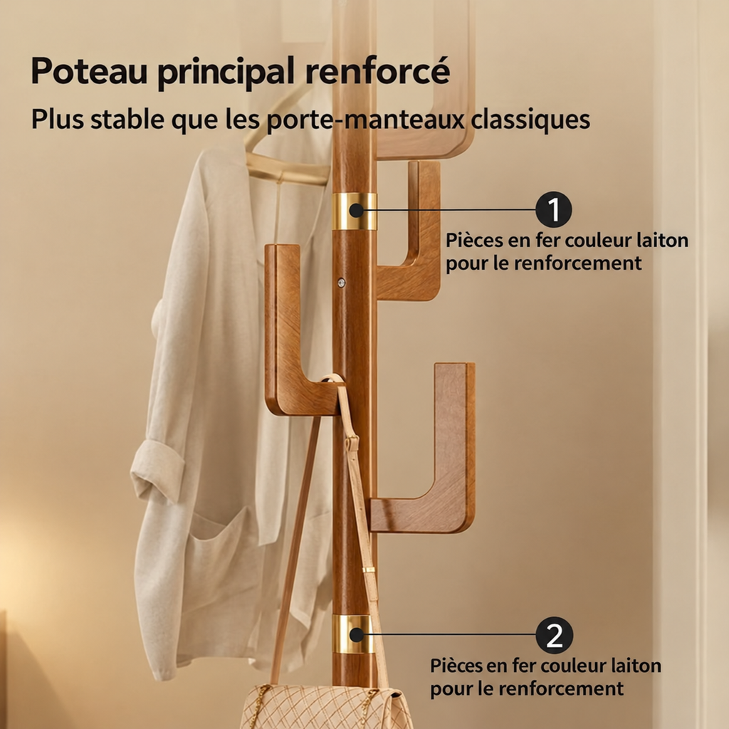 Porte-manteau cactus sur effet bois au design naturel
