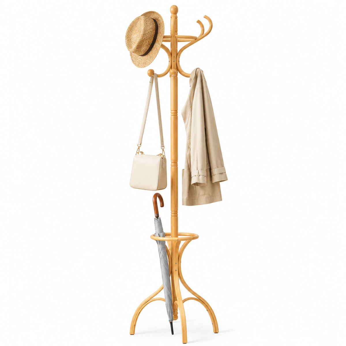 Porte-manteau perroquet en bois clair au design naturel